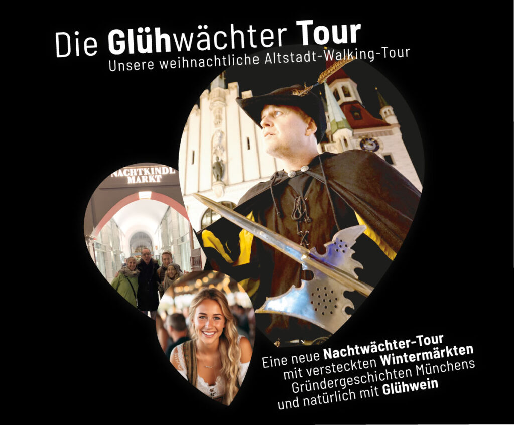 Ein Glühwächter ist ein Nachtwächtern mit Glühwein in der Altstadt von München.