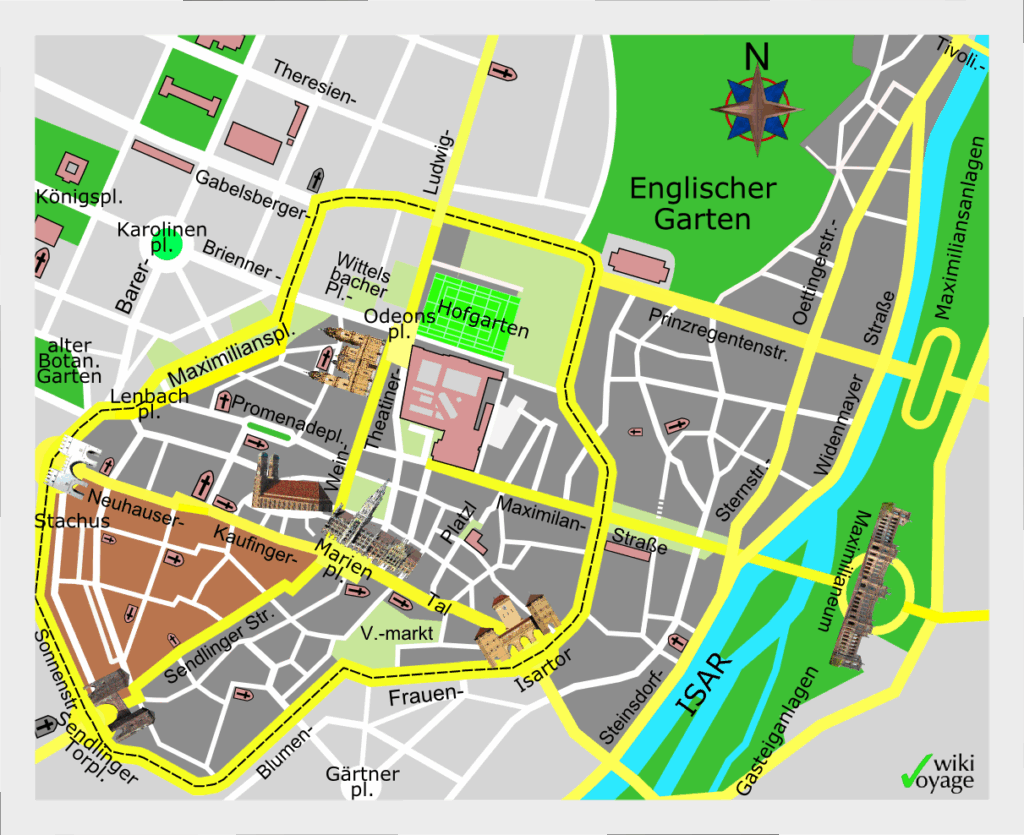 Karte von München Altstadt mit Hackenviertel. Quelle: wikivoyage.org